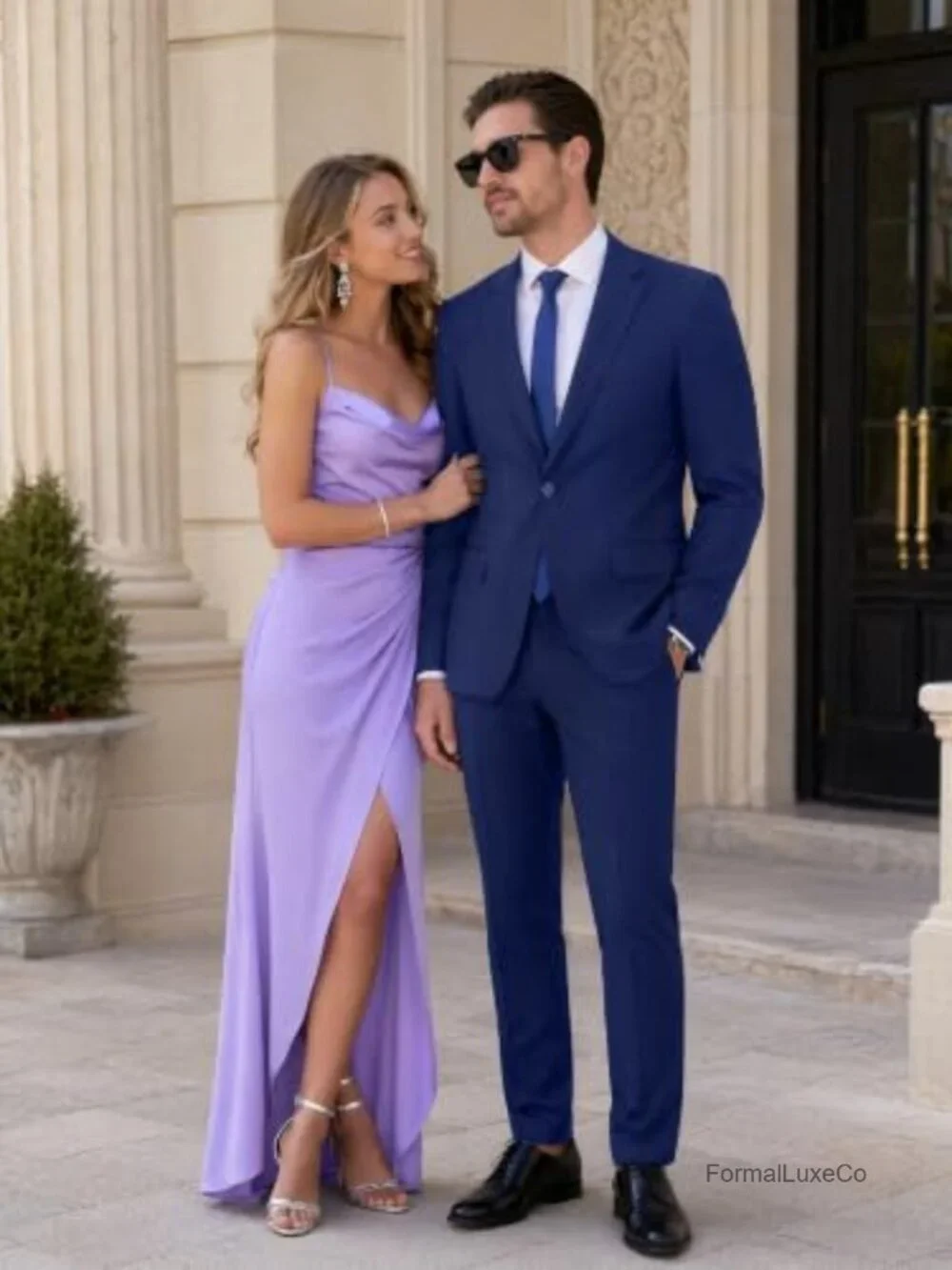 Men's Slim Fit 2-Piece Suit Set - Polyester Blend Jacket & Pants - Wedding